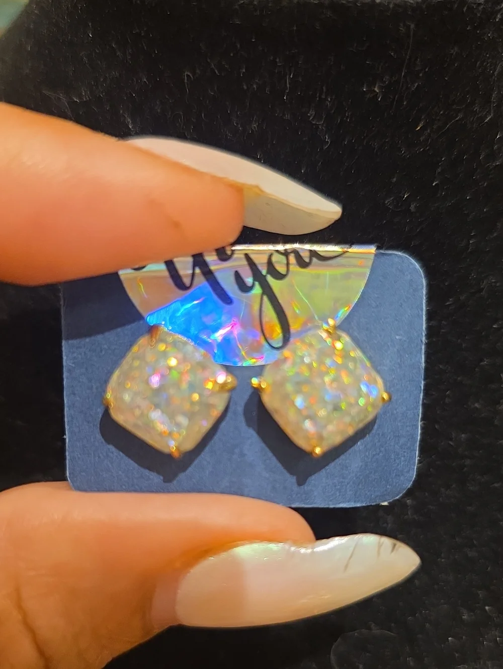 kate spade Gold-Tone Iridescent Opal Square Stud Earrings